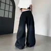 Calça Estilo Gótico Retrô Americano com Cruz e Cimitarra para Homens e Mulheres Primavera e Outono Tie-dye Casual Solta Esportiva Perna Larga Longa