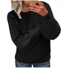Suéteres de punto de color liso europeos y americanos de Amazon transfronterizos para mujer, nuevo suéter de punto de cuello redondo de manga larga de otoño e invierno, versátil