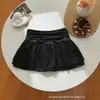 Minissaia Doce e Picante com Bolinhas, Cintura Elástica Plissada, Babados de Camada Dupla, Saia Evasê Emagrecedora e que Cobre o Quadril para Mulheres