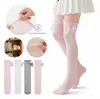 Calcetines finos hasta la rodilla para bebés con moños, estilo princesa Lolita, calcetines altos blancos con red