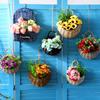 [Qingmu] Decoraciones para el Hogar Estilo Americano, Mimbre y Ratán Paja, Cesta Colgante de Flores para Pared, Maceta, Cesta Colgante Simulada, Maceta Colgante de Potos