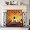 Estilo Europeu Moda Metal Ferro Forjado Casa Oca Tela de Lareira Divisória Decoração Anti-Queimadura Grade de Fogão