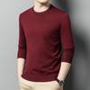 Suéter de hombre con 6% de lana, cuello redondo, color liso, camisa cálida de fondo, top ajustado para hombre, ropa para hombre
