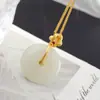Nafoge Joyería de Plata al por Mayor Étnica Antigua Colgante de Plata de Ley 925 con Jade Natural Hetian Fuyu Colgante de Oro Antiguo