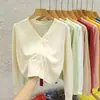 Chaqueta Cardigan de Punto con Cuello Corto para Mujer, Nuevo Estilo Otoño, Suéter Exterior Negro, Top Básico de Manga Larga