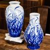 Pintado a Mano Puramente Martín Pescador de Caña Azul y Blanco Porcelana Nuevo Estilo Chino Cerámica Jarrón Adornos Decorativos Entrada Cerámica Jarrón Decorativo