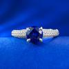 Joyería Mujing nuevo anillo europeo y americano de plata S925 1 quilate Lanbao 6.5 lujo incrustado anillo europeo y americano para mujer