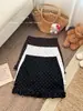 Falda de Color Sólido con Borde de Lunares de Moda Otoño 2025 para Mujer, Adelgazante, Versátil, Rejuvenecedora, Bodycon