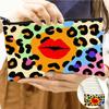 Color de Labios Rojo Transfronterizo Estampado de Leopardo Bolsa para Lápices de Gran Capacidad Billetera Pequeña para Monedas Bolsa para Lápices de Estudiante de Primaria Bolsa de Almacenamiento para Papelería