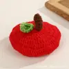 Lindos mini sombreros de lana tejidos a mano, gorros de punto con temática de frutas, accesorios para ropa de muñecas, materiales para manualidades DIY