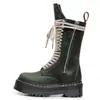 Botas de Motocicleta de Couro Crazy Horse de Primeira Camada Transfronteiriças Vermelhas com Solado Grosso de 18 Furos para Mulheres 1460 Zíper Lateral Botas Longas Couro Genuíno Solado Plataforma Língua Longa