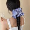 Dulce Celebrante de Internet Mismo Estilo Tendón de Goma Pequeño Fresco Azul a Rayas Doble Capa Anillo para el Cabello de Intestino Grueso Tocado Accesorios para el Cabello de Alta Gama que Combinan con Todo