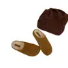 Otoño Invierno 2026 Zapatillas de Media Pantufla Cerradas con Felpa Plus para Mujer Ropa de Exterior Zuecos Perezosos Retro Mate Zapatillas Cálidas Planas de Piel