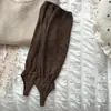 Polainas de otoño, calcetines para las piernas de color liso con pie, calcetines largos grises, calcetines para las piernas de estilo coreano versátil estilo perezoso, color café