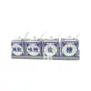 Tarro de porcelana azul y blanco para condimentos mesa de restaurante LOGOTIPO tarro para chiles portapalillos olla para vinagre olla para salsas portapalillos bandeja