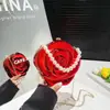 Bolsa Acrílica Fashion de Flor Rosa com Porta-Moedas Batom Clutch Transversal