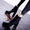 Botines de Plataforma con Tacón Alto y Punta Cuadrada Impermeables para Mujer con Cierre Trasero 2026 Otoño/Invierno Nueva Moda Botas Adelgazantes Botas de Tacón Grueso