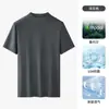 Camiseta Masculina de Seda Modal Algodão, Camada Base de Meia Manga, Top Respirável com Gola Meia-Alta