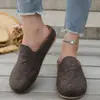 Venda Direta de Fábrica Lenço de Cabeça Feminino Mules Meio Abertos Atrás Sapatos de Feltro Retro Birkenstock Venda Quente Transfronteiriça Sapatos Casuais Preguiçosos