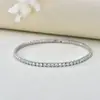 Pulsera Clásica de Tenis Plata Elegante Pulsera de Pedrería Hebilla de Circonita Cúbica Pulsera Incrustada con Piedras de Zirconia