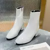 Botas Cortas de Cuero de Gran Tamaño con Tacón Medio y Punta Cuadrada para Mujer, Estilo Británico de Comercio Exterior, Nueva Versión Coreana Transfronteriza, Zapatos de Mujer de Gran Tamaño con Cremallera Lateral
