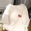 Una generación de camiseta blanca con estampado de Conejo Fresa de manga corta para mujer de verano holgada talla Joker para gorditas top de algodón