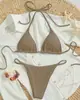 2026 Verano Europeo y Americano Comercio Exterior Nuevo Producto Bikini de Halter Traje de Baño Multicolor Bikini Sexy de Atar Traje de Baño de Dos Piezas para Mujer