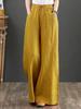 Pantalones de Mujer Holgados de Talla Grande de Pierna Ancha y Cintura Alta hasta el Piso con Tacto de Algodón y Lino Literario Primavera/Verano 2025