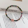 Pulsera de Plata de Ley S925 con Turmalina Arcoíris en Cordón Elástico Hecho a Mano, Pulsera Elegante Apilable con un Toque Femenino, Joyería Estilo Chino
