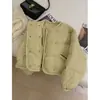 Jaqueta Acolchoada de Algodão Grossa para Mulheres, Estilo Curto de Inverno, Estilo Coreano, Gola Redonda, Quente, Petite, Fashion, Versátil, Versão Coreana