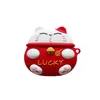 Estojo Fofo de Gato da Sorte para AirPods Pro/3 Fone de Ouvido Desenho Animado Silicone 1ª/2ª Geração Estojo para Fone de Ouvido Bluetooth da Apple Adequado