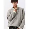Suéter de Punto Trenzado Cuello en V Falso Dos Piezas Estilo Old Money Retro para Hombre Otoño Invierno Jersey con Solapa Atmósfera