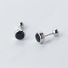 Pendientes de Plata S925 Nalan para Mujer Estilo Coreano Simples Negros Redondos Joyería de Oreja Corta con Perlas Ligeras Distintivas E4622