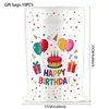 Nueva bolsa de asas de plástico impresa de Amazon con temática de pastel de cumpleaños y globos, bolsa de regalo de dulces de cumpleaños, bolsa de almacenamiento
