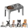 Comedero doble para mascotas de acero inoxidable, ajustable y plegable, para perros medianos y grandes, transfronterizo