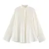 Fabricante transfronterizo de ropa para mujer al por mayor 2026 estilo europeo y americano moderno casual holgado con botones bolsillo bordado camisa de manga larga