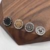 Botón redondo hueco de metal con incrustaciones de diamantes, estilo Chanel, para suéter, camisa, cárdigan, hebilla, prenda superior, joyería, hebilla