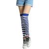 Medias de Moda Azul Marino con Rayas Arcoíris de Algodón Peinado al por Mayor Medias Altas de Algodón hasta la Rodilla Colores Caramelo Calcetines para Estudiantes