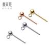 Aretes de Plata S925 Accesorios DIY Accesorios para Aretes Aro de Frijol Aretes de Cuentas Redondas Chapados en Oro Venta al por Mayor E0050