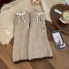 Leggings calcetín de algodón para mujer estilo Miu con lazos de color contrastante, adelgazantes y cálidos, calentadores de piernas de punto grueso para niñas