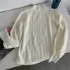 Camisa de Renda com Gola Alta Meia e Forro de Lã para Mulheres Outono e Inverno 2025 Novo Suéter Versátil de Manga Longa com Top Solto Tendência