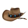 Novo Chapéu de Palha Cowboy Pintado por Spray para Primavera e Verão para Homens e Mulheres Viajando para a Beira-Mar e Praia Chapéu de Proteção Solar Pqbznz018