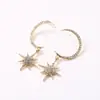 Pendientes de Perla Coreanos de Alta Gama 2026, Aguja de Plata Estilo Vintage Chanel, Diamante Multicolor Estrella de Ocho Puntas, Pendientes de Botón, Venta al por Mayor
