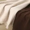Saia de outono e inverno 100% lã com estampa, cós elástico e franja, estilo emagrecedor, simples e suave, saia longa de tricô para mulheres