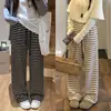 Pantalones de pierna ancha a rayas de Minnie para mujer, nuevos pantalones casuales de talle alto con caída, pierna recta, estilo relajado, corte estrecho, pantalones de largo hasta el suelo