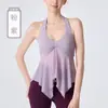 Hermoso Top de Yoga tipo Vacaciones con Espalda Descubierta y Cuello Halter, con Almohadillas Fijas en el Pecho, Efecto de Fruncido, Cubriendo los Costados del Pecho, Ropa de Fitness Danza Yoga Pura Pasión para Mujeres