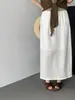 Saia Longa Midi Jiang Chi Estilo Japonês Relaxada de Tencel e Linho para Mulheres com Cintura Elástica, Versátil e Confortável, com Cordão, Corte Evasê 174