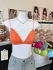 Dopamina Chica Picante Delgado Triángulo Taza Camisola Mujer Verano Nuevo Bikini Bra de Playa Top Corto Fluorescente