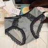 Sexy cetim preto cílios rendas cueca para as mulheres respirável amoreira virilha de seda meados de- cintura cuecas de quadril para as mulheres