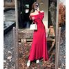 Moda Femenina Transfronteriza Otoño e Invierno 2026 Nuevo Estilo Elegante Temperamento de Socialité Hombros Descubiertos Ajustado con Falda de Campana Vestido